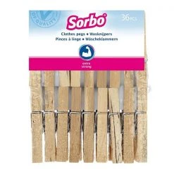 Sorbo Pack Of 36 Wooden Pegs