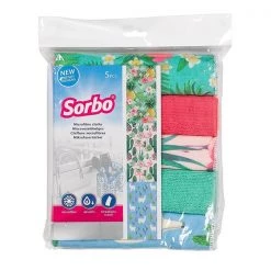 Sorbo Pack Of 5 Microfibre Cloths In Botanical Print