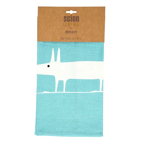 Scion Living Mr Fox Teal Set Of 2 Tea Towels