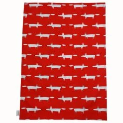 Scion Living Mr Fox Set Of 2 Tea Towels Red