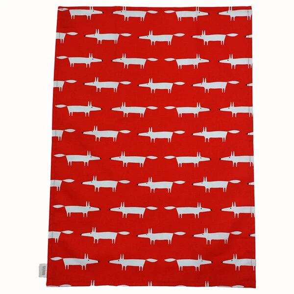 Scion Living Mr Fox Set Of 2 Tea Towels Red