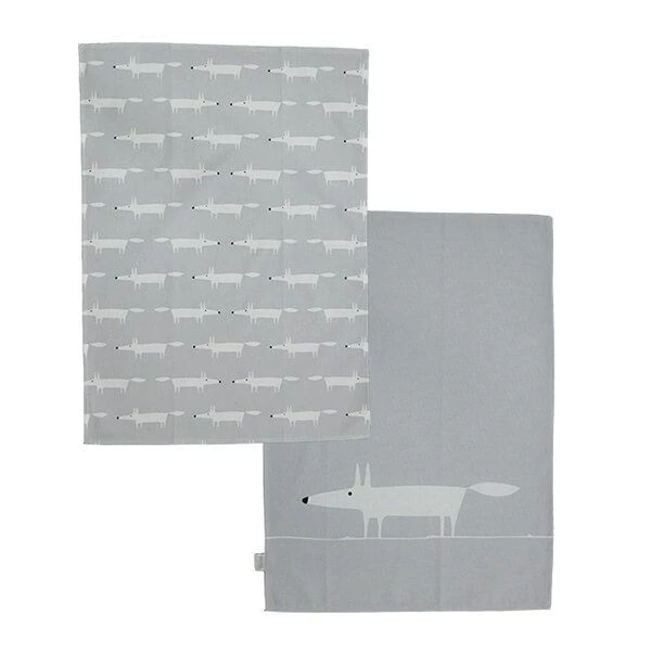 Scion Living Scion Mr Fox Set Of 2 Tea Towels Grey