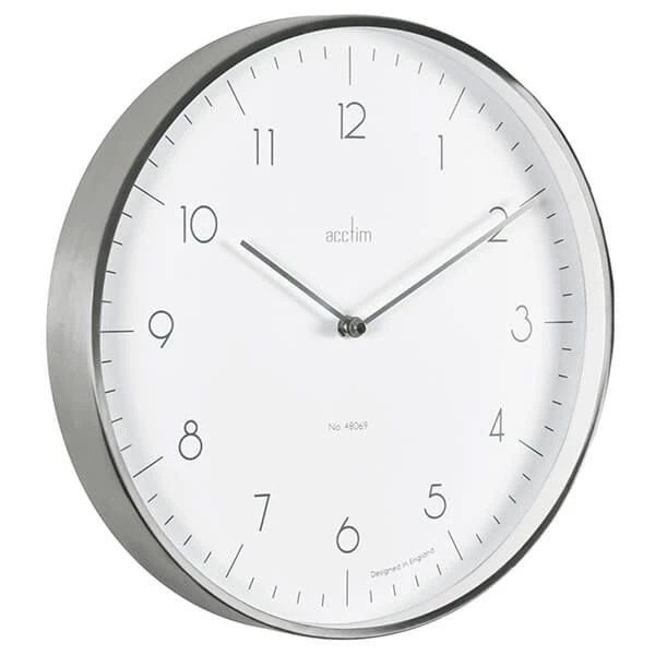 Acctim Madison Wall Clock Brushed Steel/White - Image 2
