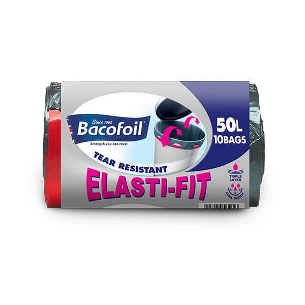 Bacofoil 10 X 50L Elasti-Fit Kitchen Bin Liners