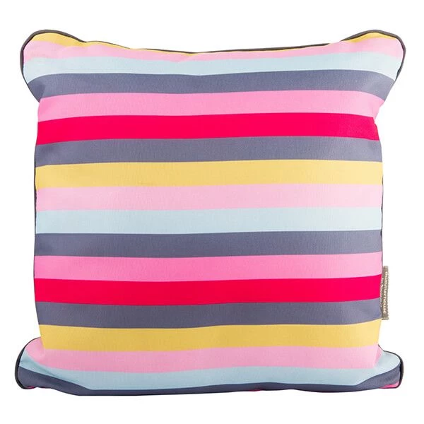 Navigate Gardenia Outdoor Double Sided Cushion Grey Floral & Stripe - Image 2