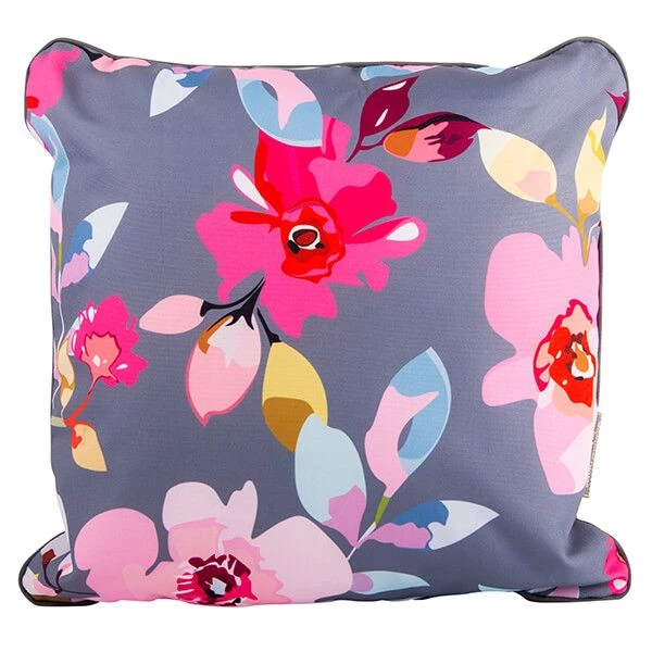 Navigate Gardenia Outdoor Double Sided Cushion Grey Floral & Stripe