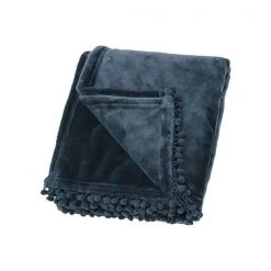 Walton & Co Cashmere Slate Blue Touch Fleece Throw