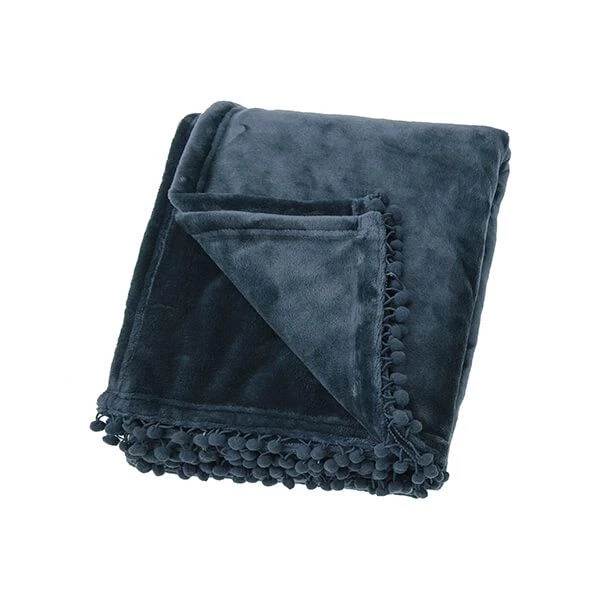 Walton & Co Cashmere Slate Blue Touch Fleece Throw