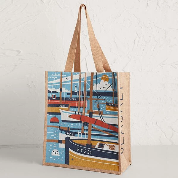 Seasalt Jute Shopper Mevagissey Luggers Wave