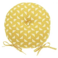 Walton & Co Ochre Bee Round Seat Pad With Ties