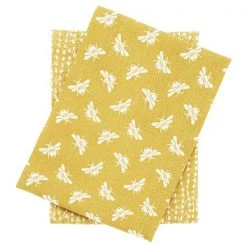 Walton & Co Ochre Bee Set Of 2 Tea Towels