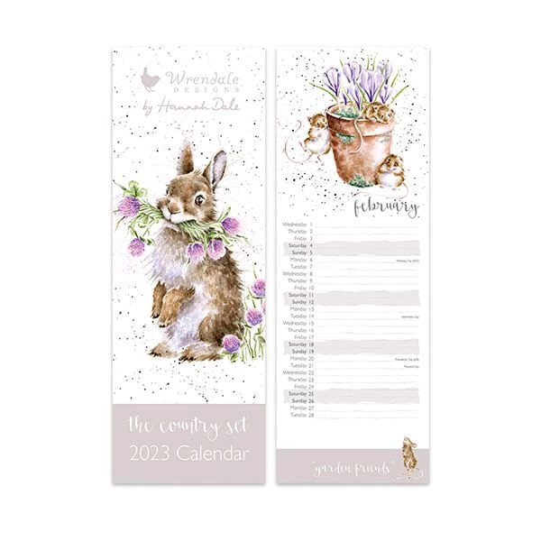 Wrendale Designs Bunny Head Clover Heels The Country Set Slim 2023 Calendar