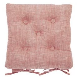 Walton & Co Terracotta Blush Chambray Seat Pad With Ties