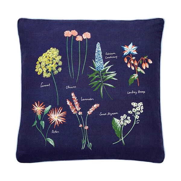 Joules Pollinators Cushion 45 X 45cm Navy