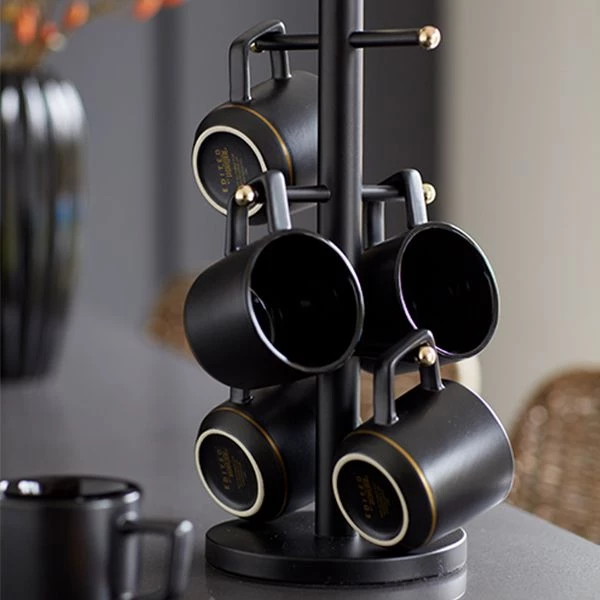 MasterClass Black And Brass Finish Mug Tree 35cm - Image 2