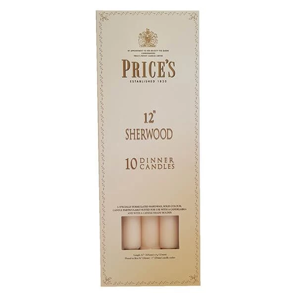 Price's Prices 12" Sherwood Candle Ivory Pack Of 10