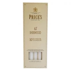 Price's Prices 12" Sherwood Candle White Pack Of 10